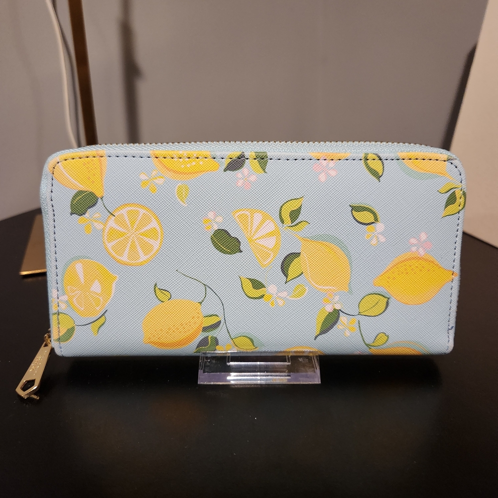 Trina Turk Blue Lemon Pattern Wallet